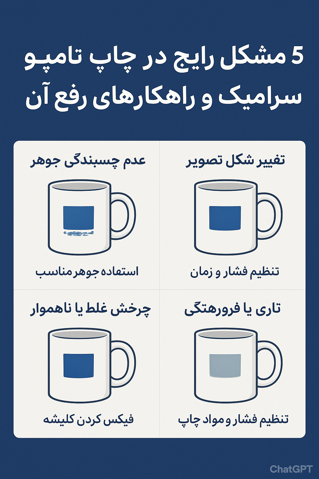 ۵ مشکل رایج در چاپ تامپو روی سرامیک و راهکارهای رفع آن